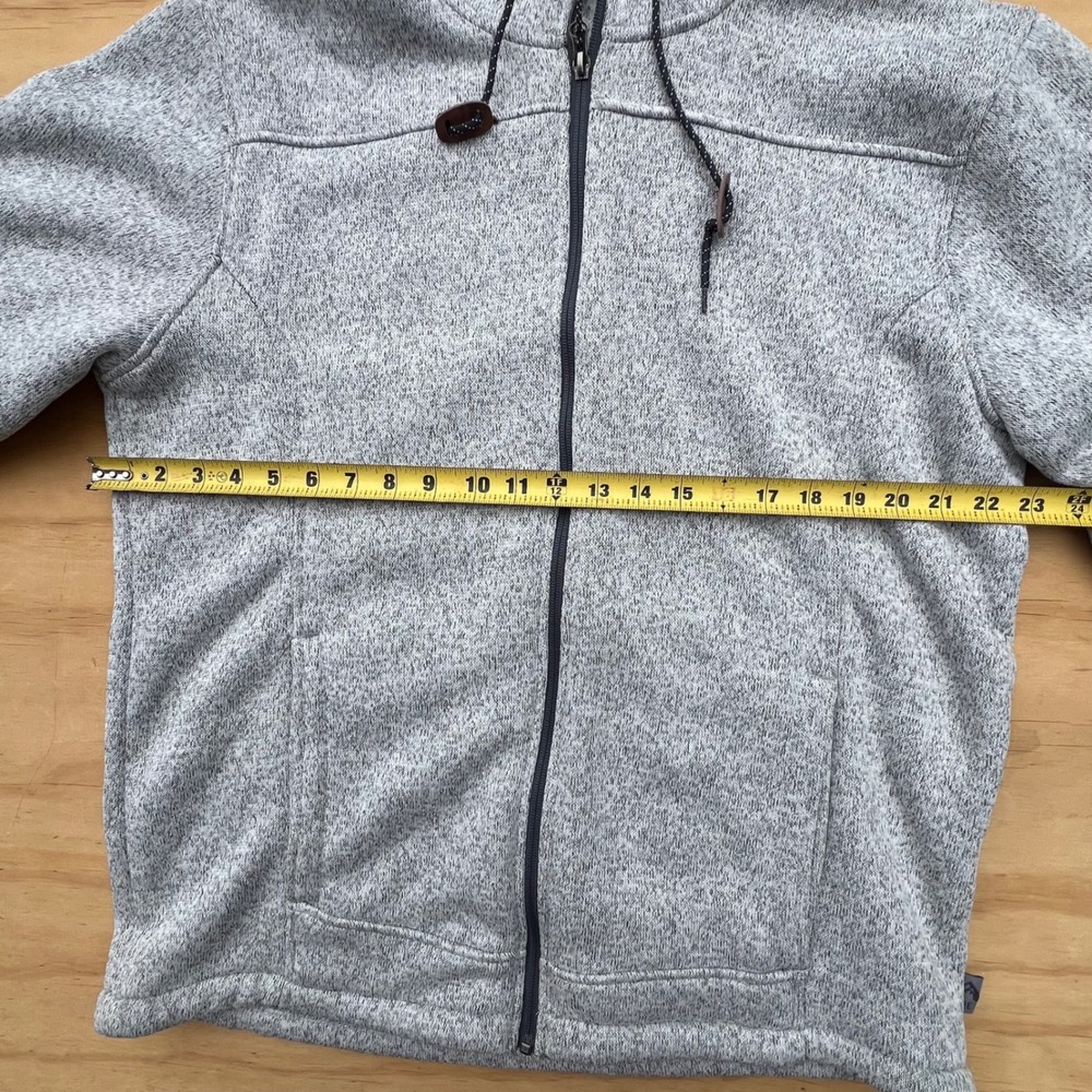 Rugged Elements Mens Gray Sherpa Lined Full Zip Sweater Fleece Hoodie Jacket L - Picture 3 of 10
